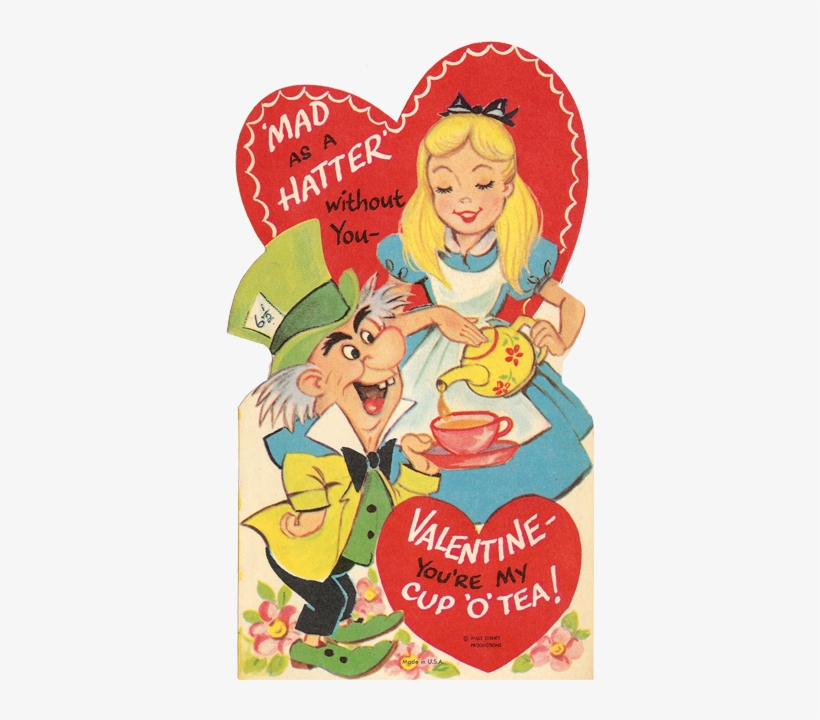 Hatter And Alice Valentine Tri-fold 640 - Happy Valentines Day Vintage, transparent png #3150564