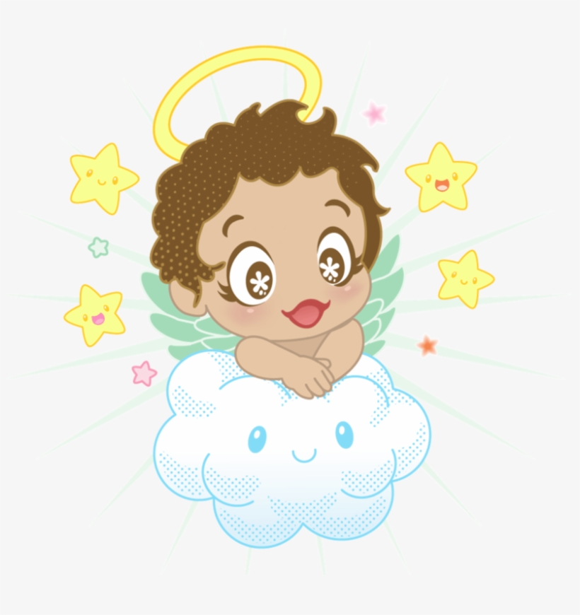 Small Angel With Cloud And Stars Png Clipart - Cloud Angel Png, transparent png #3151577