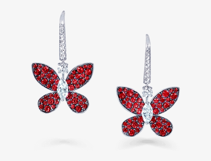 A Pair Of Graff Pavé Butterfly Drop Earrings Pave Set - Graff Diamonds, transparent png #3151644