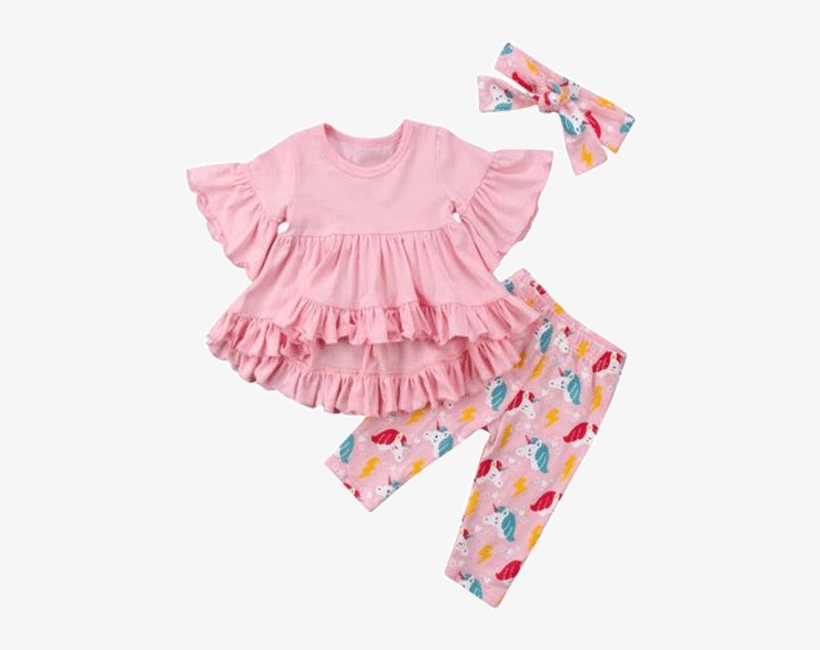 Petite Bello Clothing Set 6-12 Months Pink Unicorn - Kids Clothes Girl, transparent png #3152342