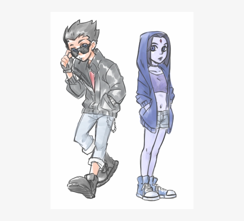 Robin And Raven In Their Civvies ^-^ - Raven Teen Titans Fanart, transparent png #3153908