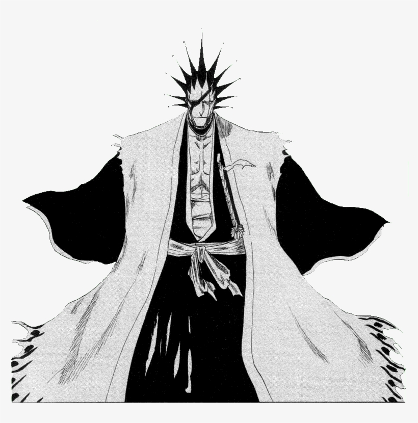 [ Img] Contra Kenshiro - Kenpachi Zaraki Black And White, transparent png #3154055