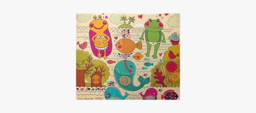 Vector Cartoon Illustration With Happy Frogs Poster - Illustration, transparent png #3156393