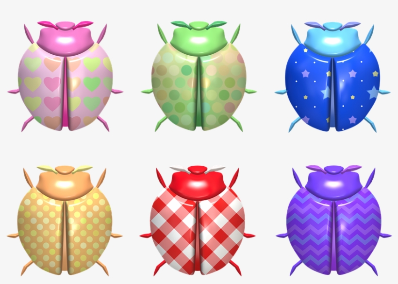 Ladybug, Insect, Bug, Cute, Pattern, Textile, Gingham - Pick A Pattern Beetles Round Ornament, transparent png #3156413