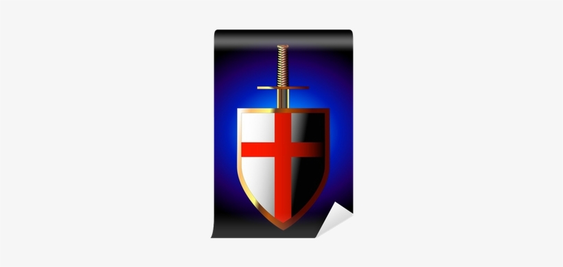 Golden Shield And Sword Of Saint George Wall Mural - Gold, transparent png #3156743