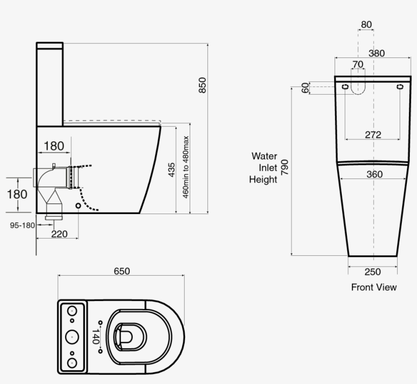 Kado Lux Close Coupled Back To Wall Overheight Back - Toilet, transparent png #3156764