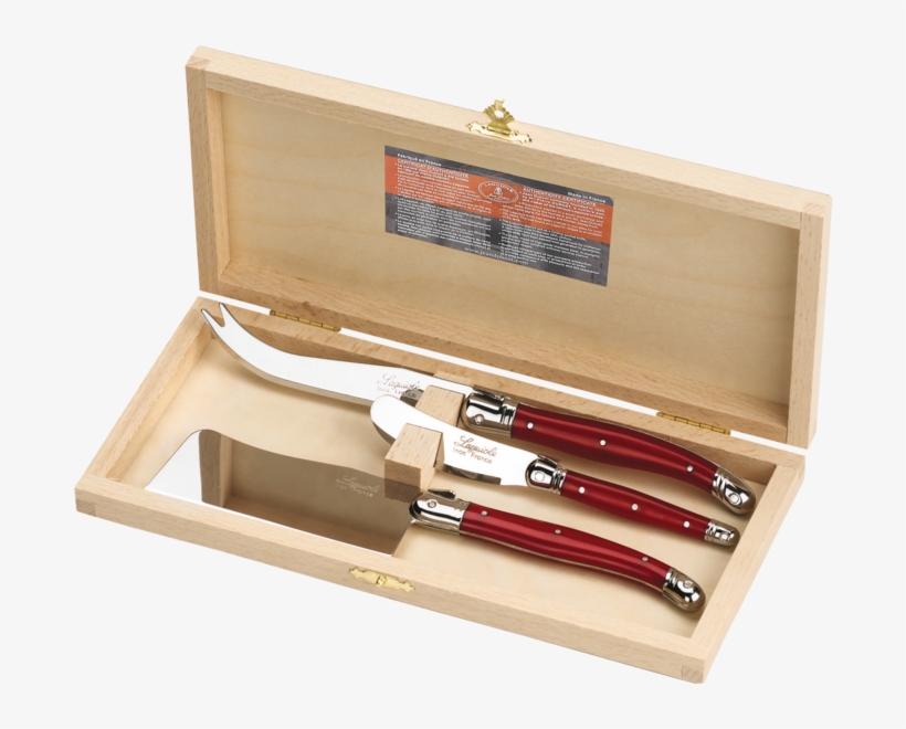 Laguiole 3 Pieces Cheese Set Red Iridescent Coloured - Set Couteau A Fromage, transparent png #3156980