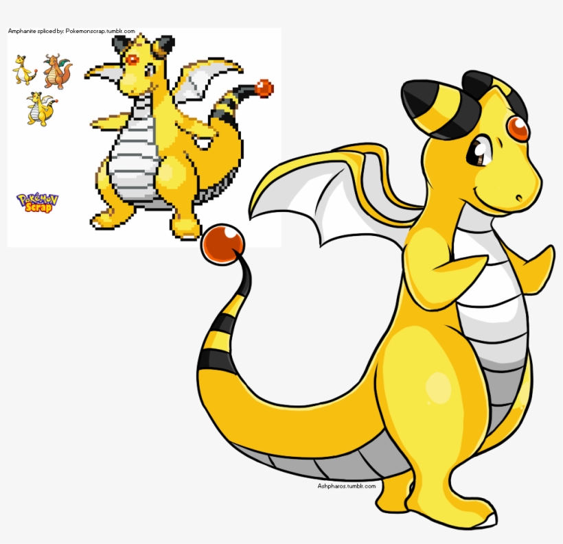 “ Ampharos X Dragonite Amphanite Spliced By - Cartoon, transparent png #3157098