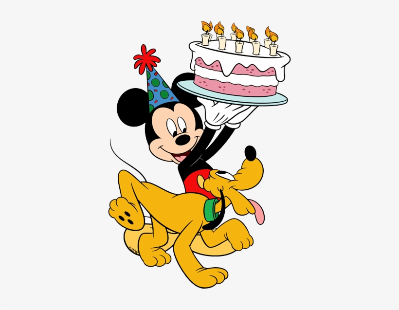 Disney Birthdays And Parties Clip Art - Mickey Mouse Holding Birthday Cake, transparent png #3158560