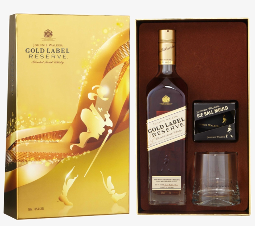 Johnnie Walker Gold Label Scotch Whisky Gift Pack 750ml - Johnnie Walker Gold Gift Set, transparent png #3158601