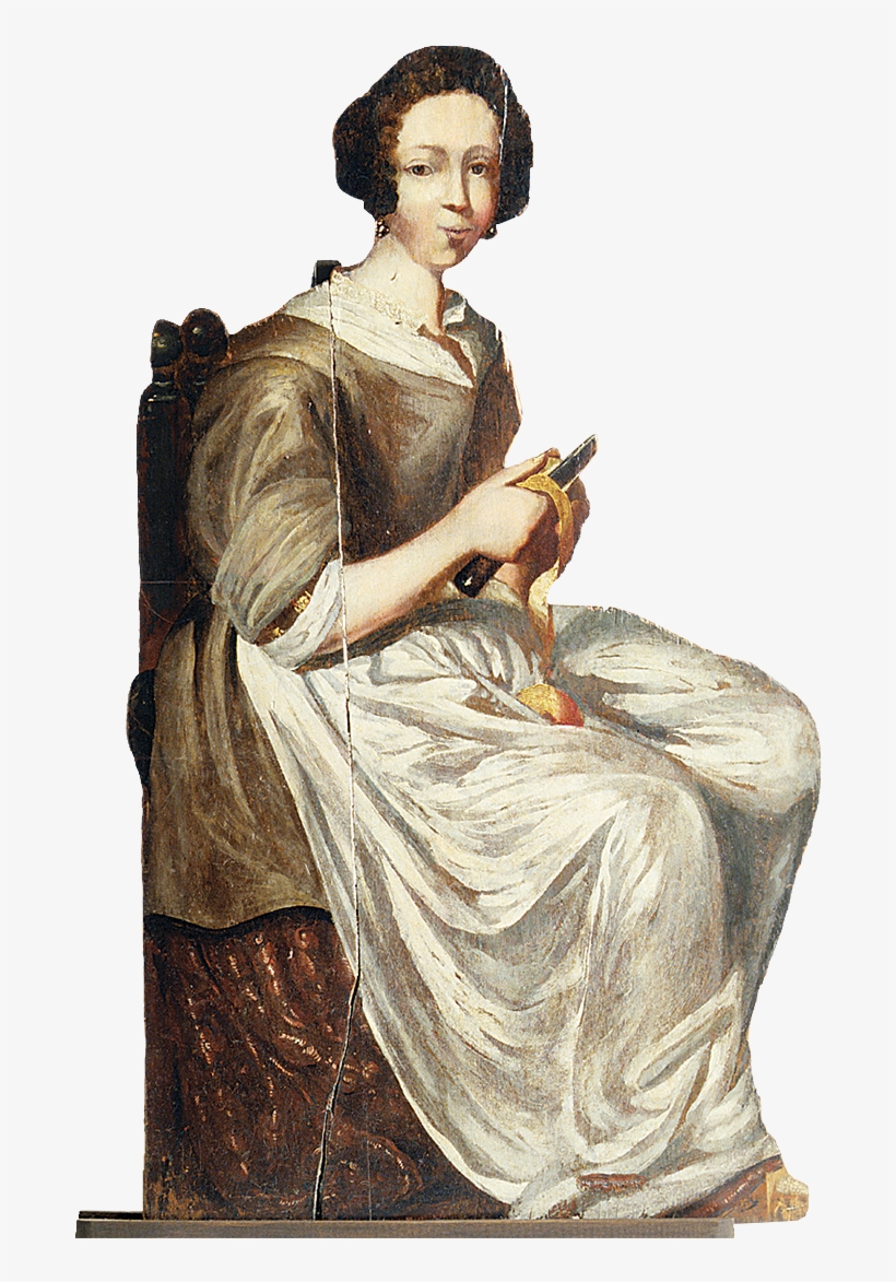 Dummy Board Of A Woman Peeling Apples - Sitting, transparent png #3159108