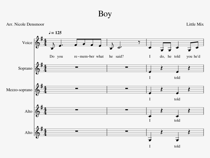 Boy Sheet Music Composed By Little Mix 1 Of 15 Pages - Sheet Music, transparent png #3159492