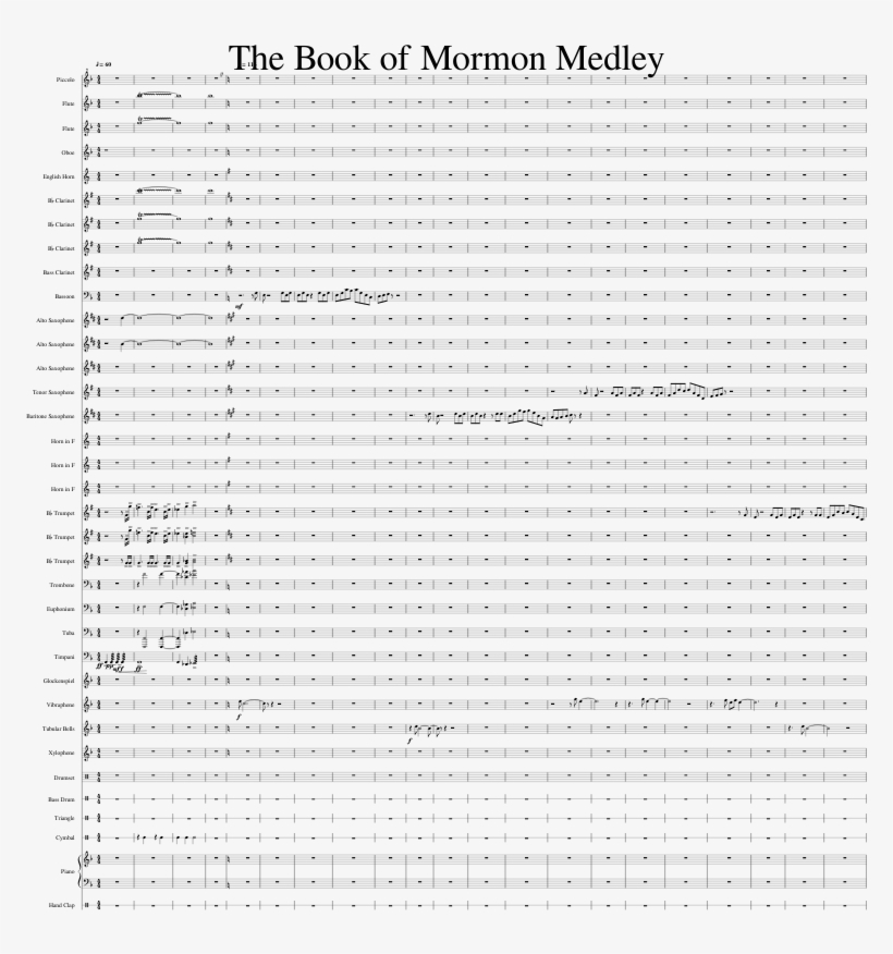 The Book Of Mormon Medley Sheet Music 1 Of 5 Pages - Document, transparent png #3160362