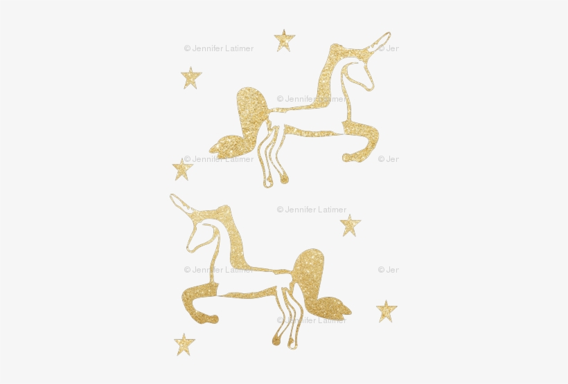 Gold Unicorns And Gold Stars On White Modern Trendy - Horse, transparent png #3161341
