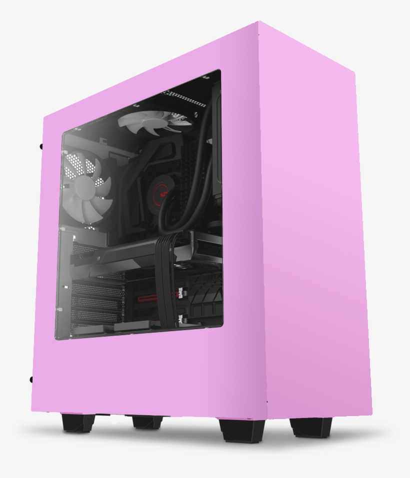 Custom Pink Pc Case/chassis - Nzxt S340 Glossy White Steel Atx Mid Tower Case, transparent png #3162119
