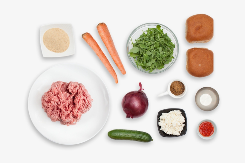 Harissa Lamb & Beef Burgers With Roasted Carrot Fries - Carrot Png Top View, transparent png #3165171