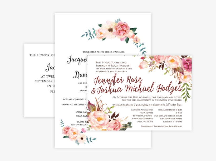 Wedding Invitations - Burgunder Marsala Erröten Boho Hochzeits-einladung, transparent png #3165415