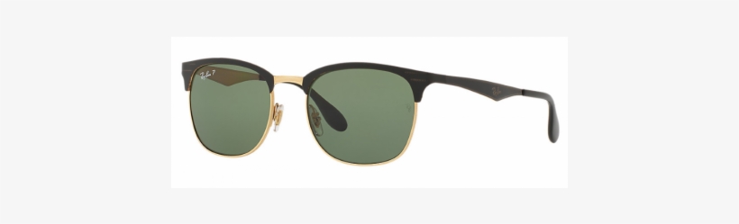 Ray-ban Rb3538 - Ray-ban Clubmaster Metal Rb 3538 - Shiny Black Gold/green, transparent png #3169003