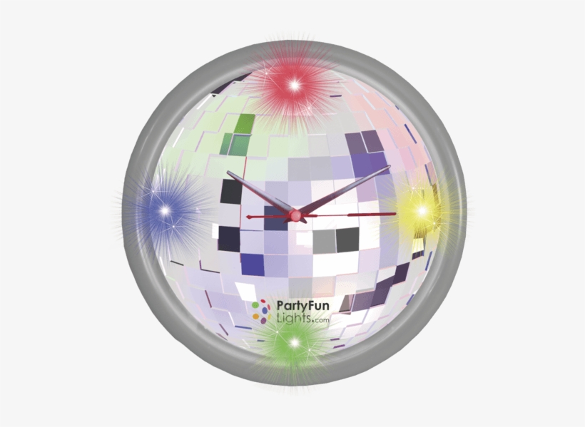 Led Wall Clock, Mirror Ball, Ø 30 Cm - - Party Fun Lights Rotating Mirror Ball, transparent png #3169133