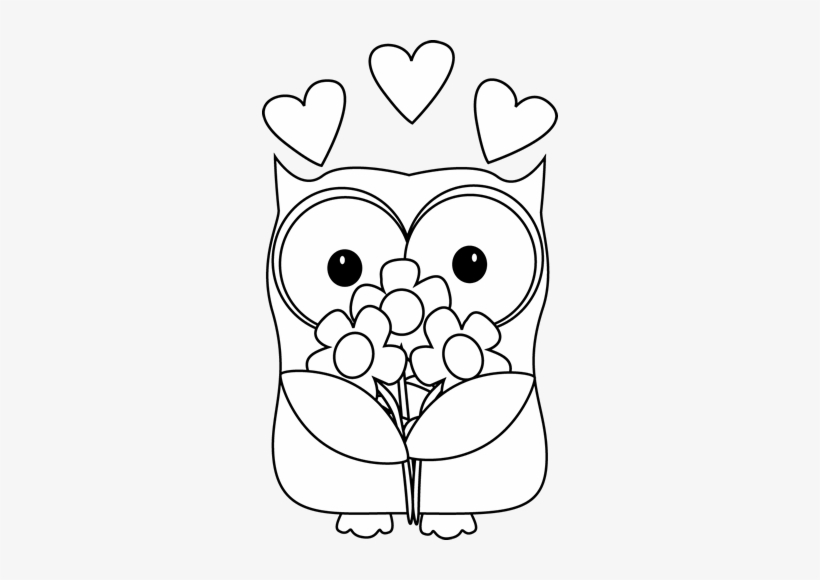 Black And White Valentine's Day Owl Clip Art - Clipart Black And White Valentines, transparent png #3169400