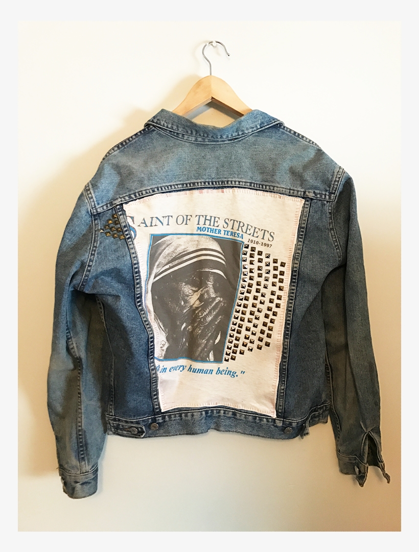 Mother Teresa Denim Jacket - Leather Jacket, transparent png #3170448