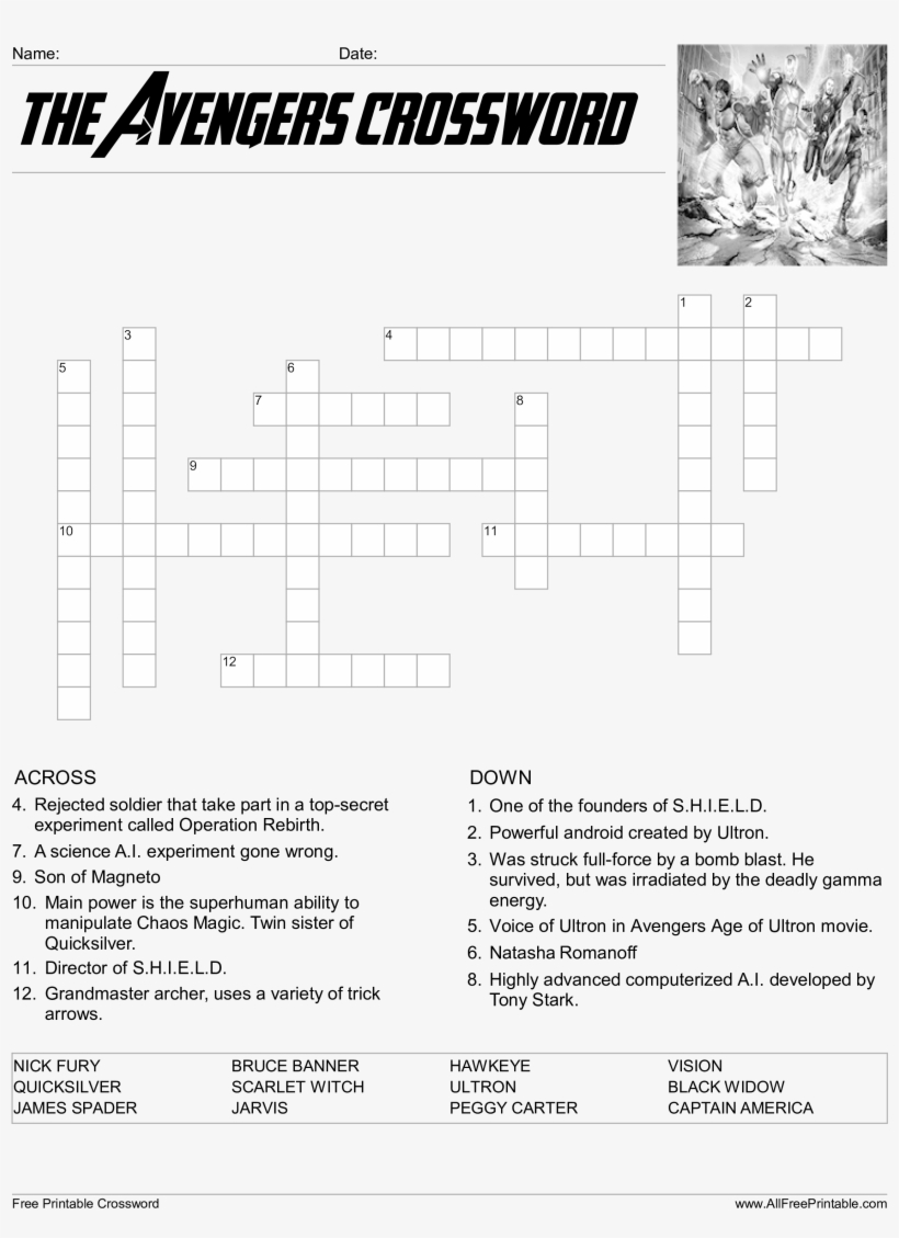 Hauptschablonenbild - Crucigrama De Los Vengadores, transparent png #3170882