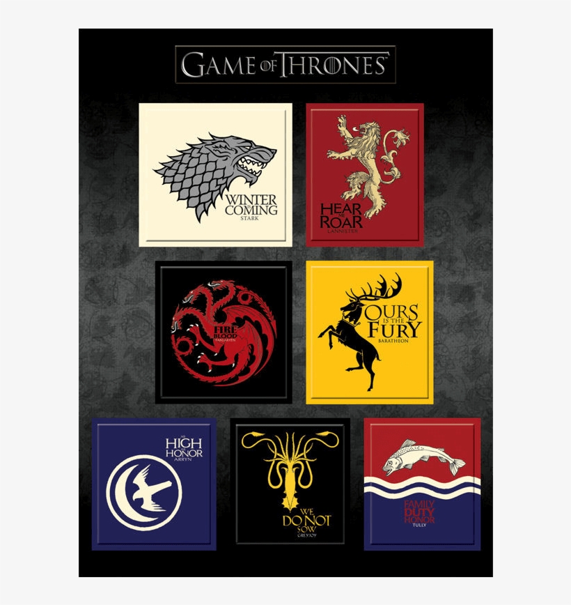 Game Of Thrones House Sigil Magnet Set - All The Game Of Thrones Houses Signs, transparent png #3171200