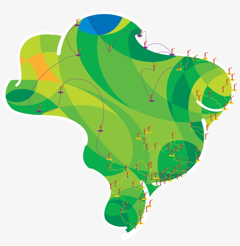 Rio Olympic Torch Relay 2016 [2834 X 2765] - Map, transparent png #3172964