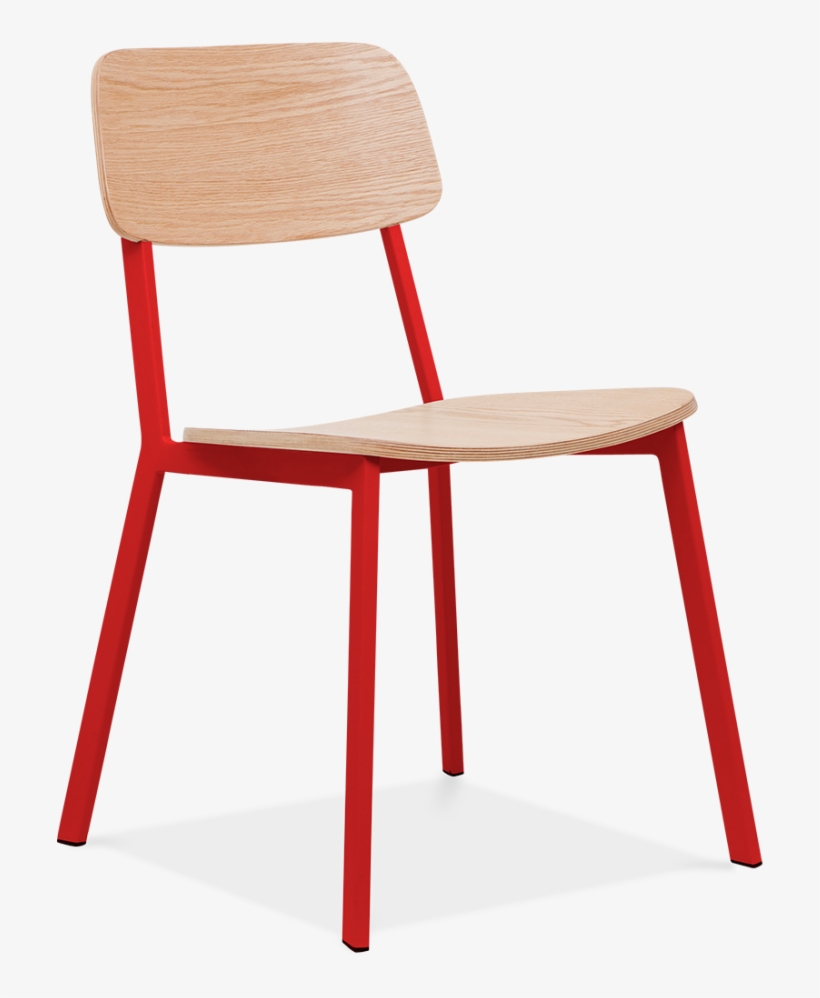 Cult Design Hipster Chair Red With Oak Veneer Back - Red Chair Png Back View, transparent png #3173887