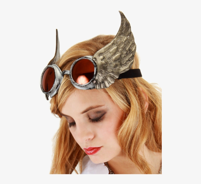 Take Flight With These Silver Winged Goggles And Complete - Steampunk Goggles On Head, transparent png #3174934