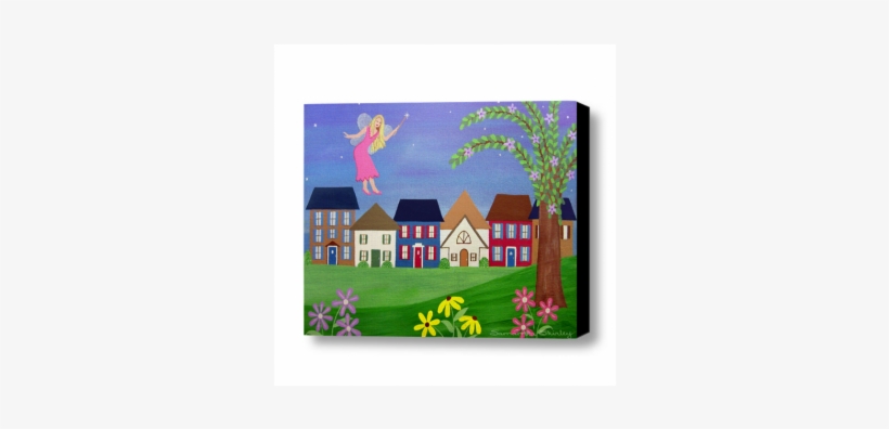 Kids Art Canvas Panel Of Children's Town Guardian Painting - Child, transparent png #3175154