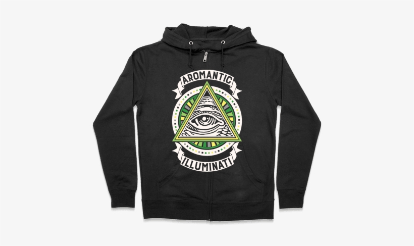 Aromantic Illuminati Zip Hoodie - Halloween Gives Me The Real Big Frighten Hoodie: Funny, transparent png #3175286
