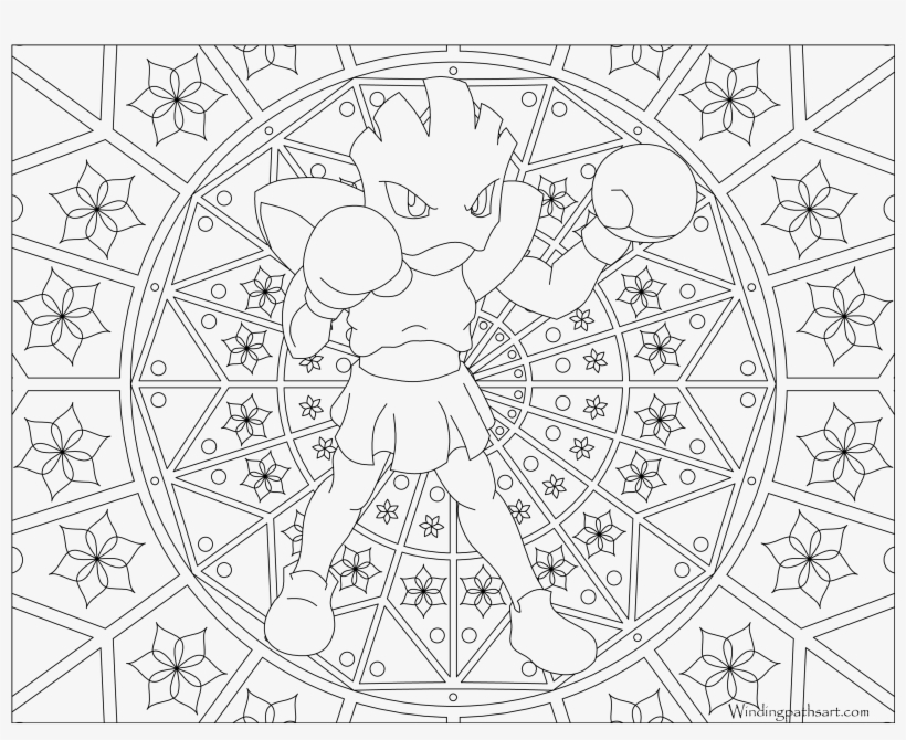 #107 Hitmonchan Pokemon Coloring Page - Adult Pokemon Coloring Pages, transparent png #3176324