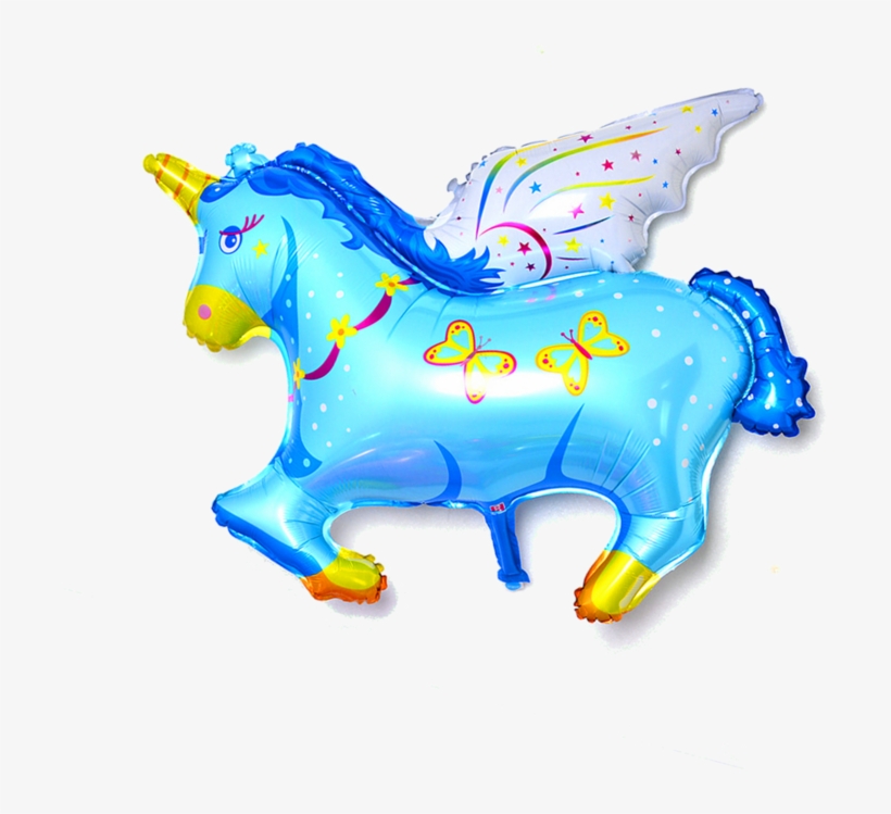 Foil Balloon 35cm "flying Unicorn" Blue - Balloon, transparent png #3176379