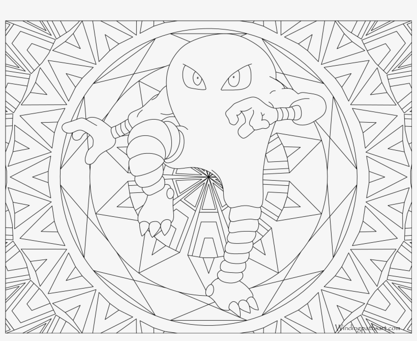 #106 Hitmonlee Pokemon Coloring Page - Mandala Pokemon Para Colorear, transparent png #3176622