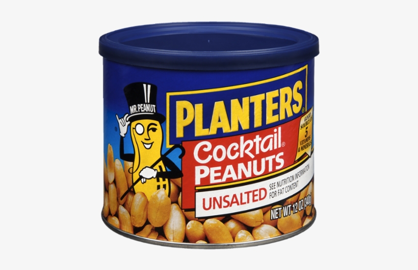 Planters Unsalted Cocktail Peanuts - 12 Oz Canister, transparent png #3177145