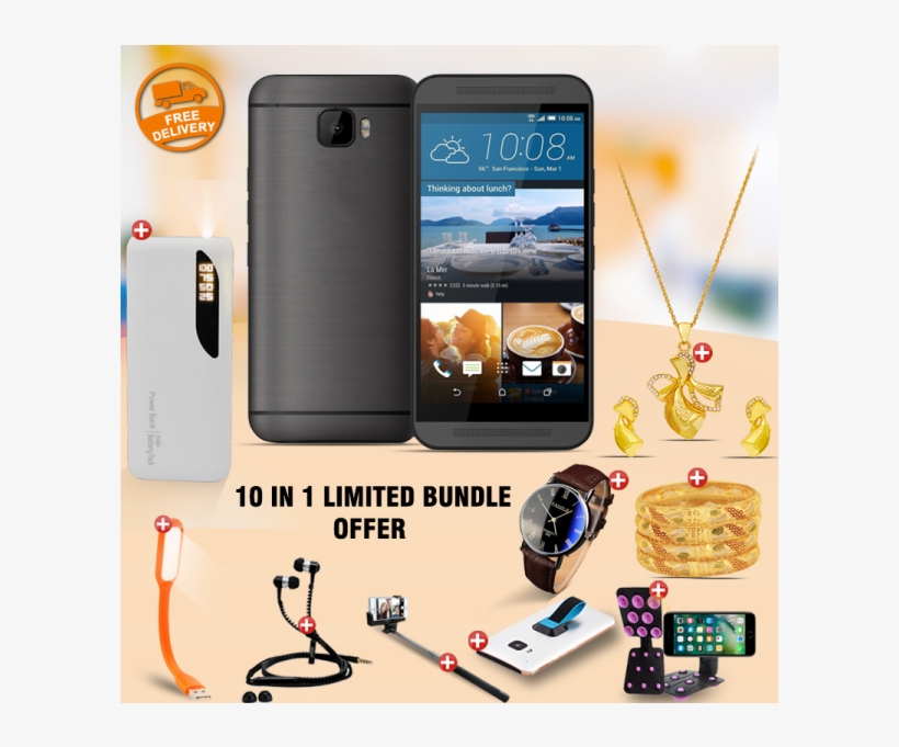10 In 1 Limited Bundle Offer, Safari M8mini Smart Phone, - Htc One M9 Refurbished Cell Phone, Gunmetal Gray, Phc100083, transparent png #3178422