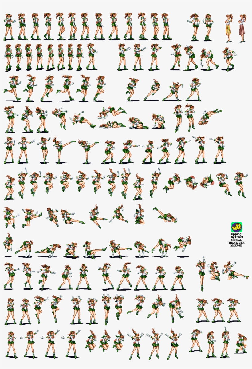 Click For Full Sized Image Sailor Jupiter - Sailor Moon Sprite Sheet, transparent png #3178684