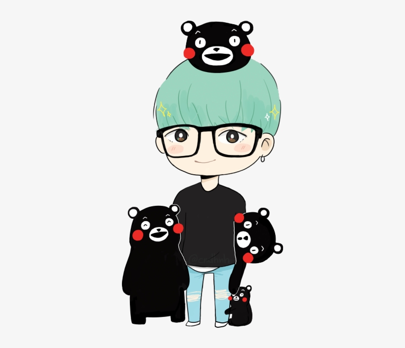 “suga X Kumamon “please Do Not Edit Or Repost Redbubble - Sticker Bts Suga Chibi, transparent png #3179393