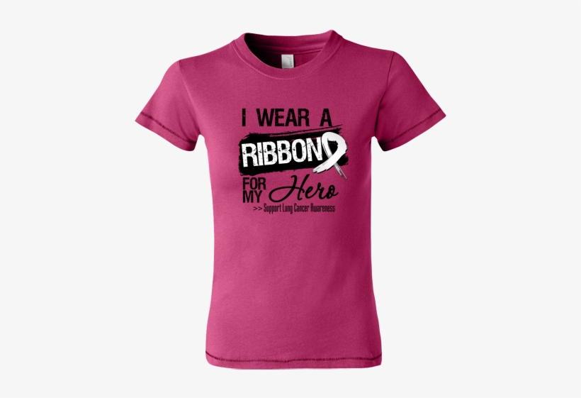 I Wear A Lung Cancer Ribbon For My Hero Shirts, Apparel - Supporting The Fighters Admiring The Survivors Honoring, transparent png #3181579