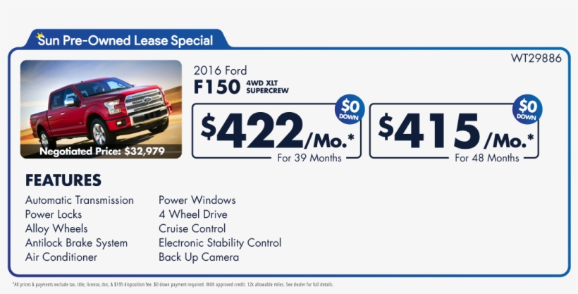 2016 Ford F150 Pre Owned Lease Special - F150 Ford Truck - Large Truck Panel In Cotton | 36", transparent png #3182178