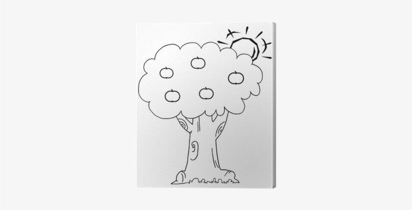 Outline Of The Sun Behind An Apple Tree Canvas Print - Work Sheet For Nursery Class, transparent png #3185280