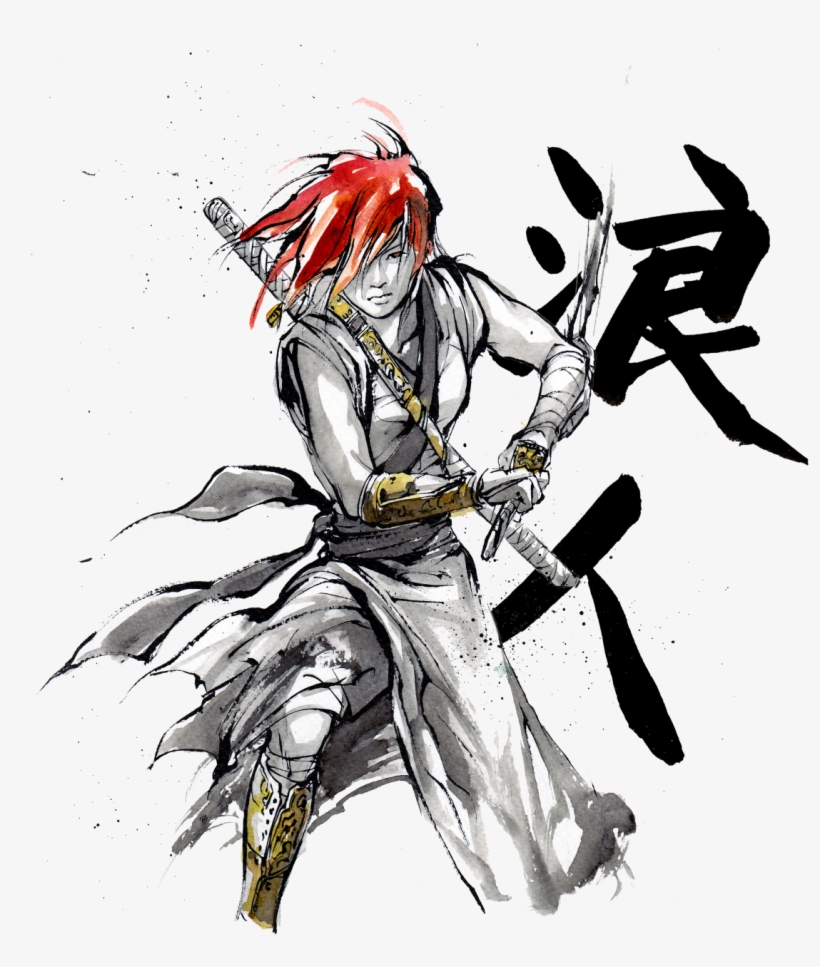 Female Ronin Samurai With Japanese Calligraphy Womens - Samurai Ronin, transparent png #3185415