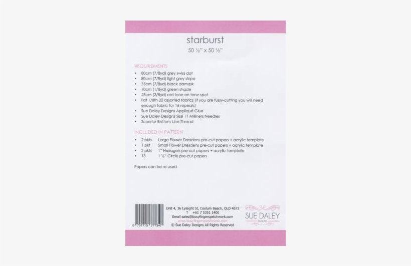 Sue Daley Starburst Pattern - Strawberry, transparent png #3185481