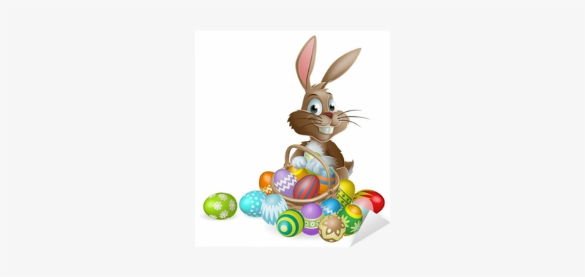 Easter Bunny Rabbit With Easter Eggs Basket Sticker - วัน อีส เตอร์ การ์ตูน, transparent png #3186016