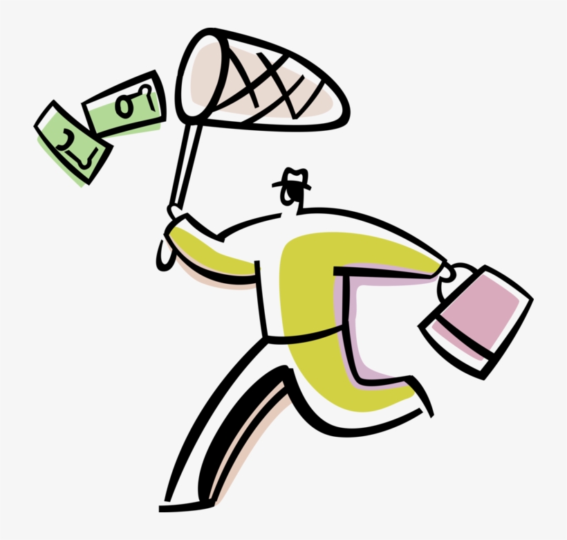 Vector Illustration Of Businessman Chases Financial - Saving, transparent png #3186039