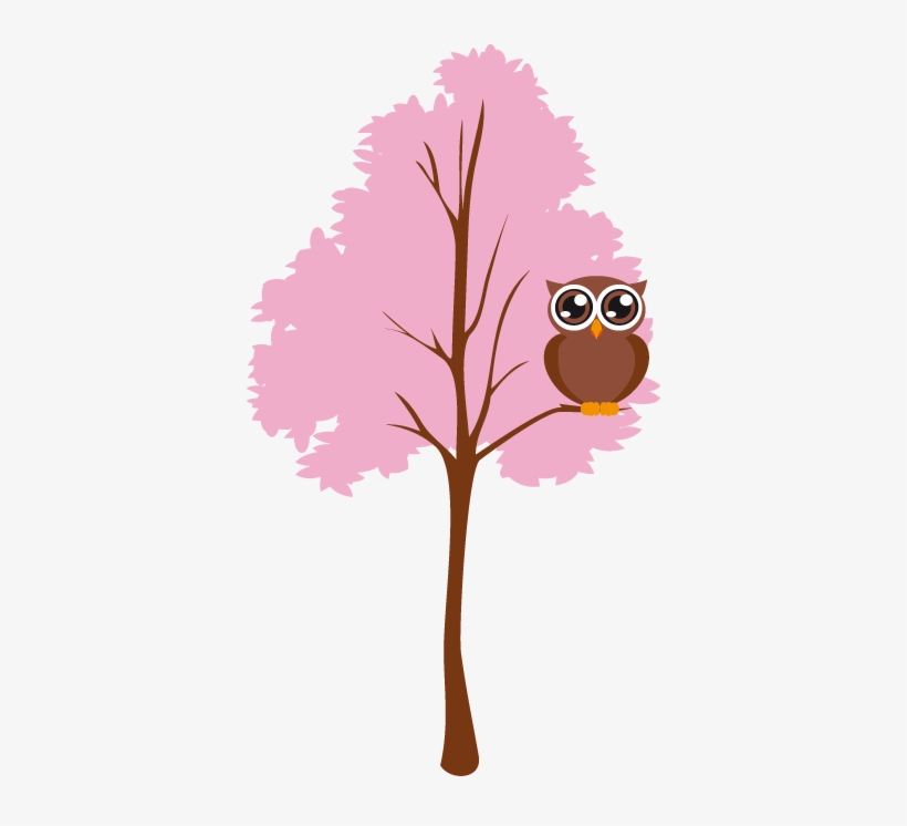 Pink Tree And An Owl Kids Sticker - Hootin' For You Envelope Seals, transparent png #3186611