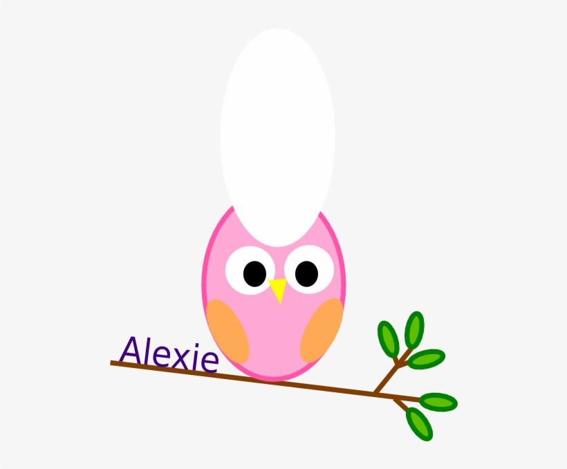 Pink Owl On A Branch Clip Art At Clker - Red Triangle Necklace ~ Vintage Plastic Cab Western, transparent png #3186680