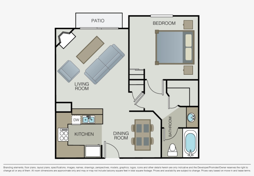 1 Bed 1 Bath- Marbella View Single Bed Top View Png - Cochrane Village 1 Bedroom Floor Plan, transparent png #3187983