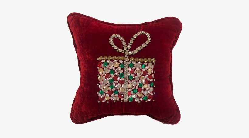 Red Velvet Christmas Gift Box Pillow - Christmas Day, transparent png #3188583